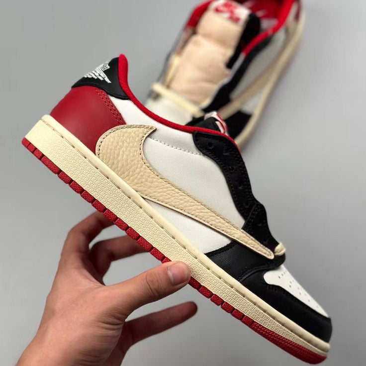 Nike Air Jordan Travis Scott Low Black/Red for unisex Top Leather Quality First Copy Shoe